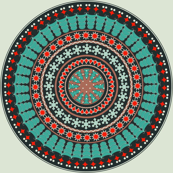 Векторний круговий візерунок з різдвяними символами. Ялинка, сніжинки
 - Вектор, зображення