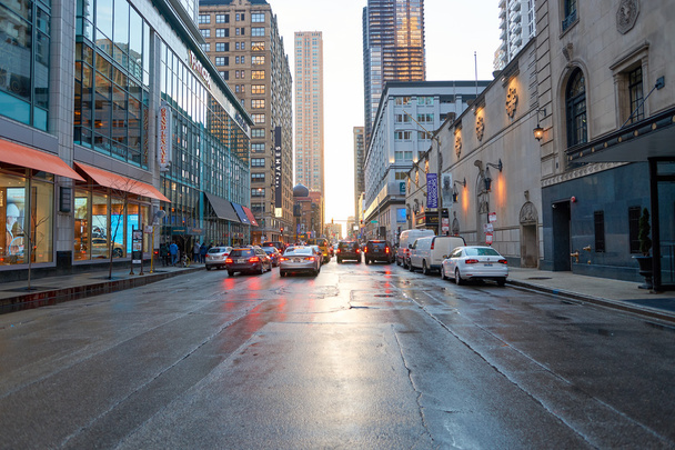 Street of Chicago at evening - 写真・画像