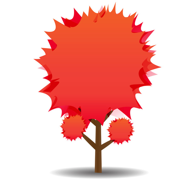 A stylized drawing of a red maple. Autumn. illustration - Vector, Imagen
