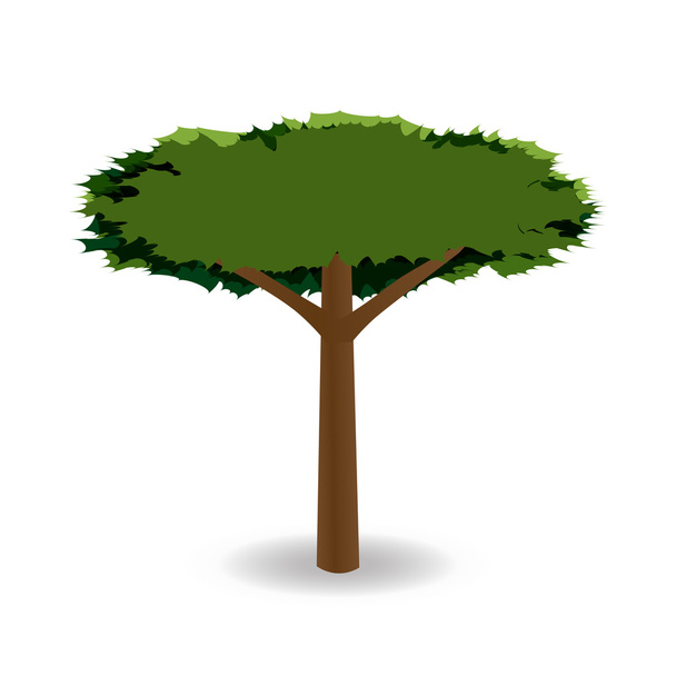 A stylized drawing of a green tree with a round crown of barbed. illustration - Vector, Image