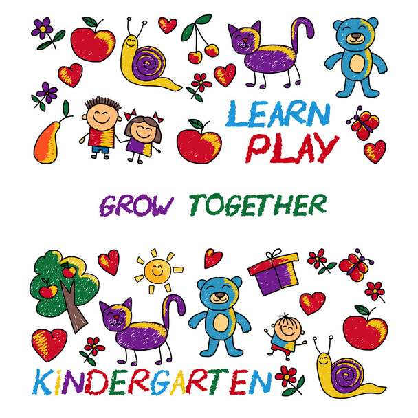 Play Learn and grow together Vector image - Wektor, obraz