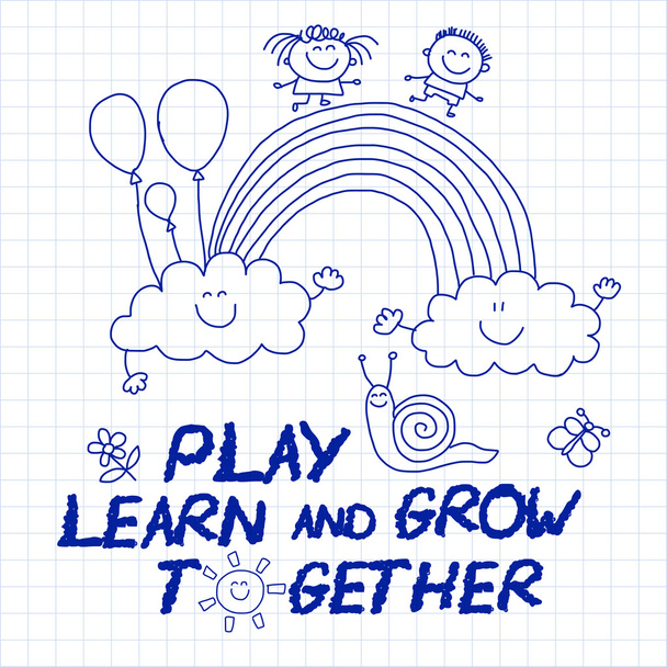 Play Learn and grow together Vector image - Vektor, kép