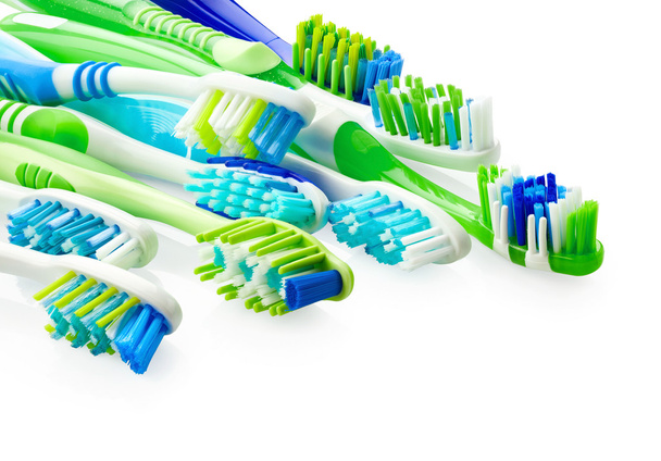 Brosses à dents bleu et vert
 - Photo, image