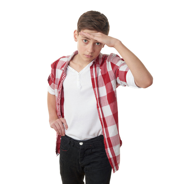 Cute teenager boy over white isolated background - Φωτογραφία, εικόνα