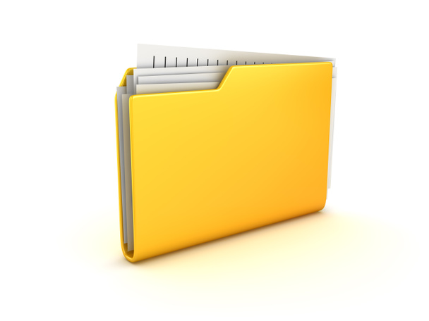 Κίτρινο φάκελο και τα έγγραφα - Φωτογραφία, εικόνα