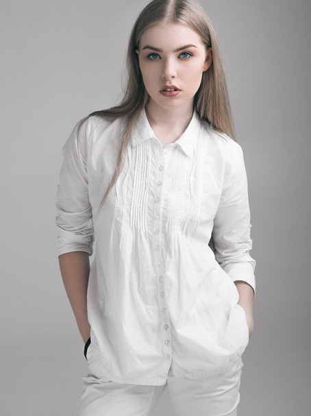 Beautiful young girl woman in white clothing  - Photo, image