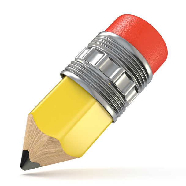 Yellow pencil. Cartoon style. 3D - Fotoğraf, Görsel