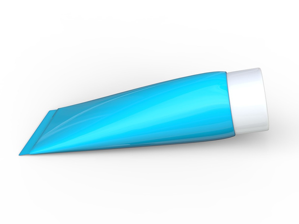 Bright blue unlabled tube container - Foto, Imagem