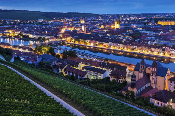 Panoráma Wurzburg éjjel - Fotó, kép