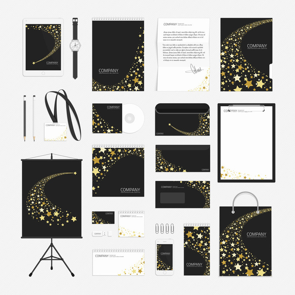 Yellow stars corporate identity template. - Vector, Image