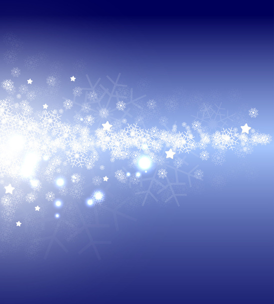 Christmas and new year night stars with flakes - Vector, Image