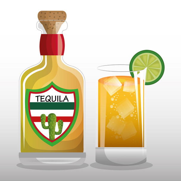 glass and tequila mexican drink design - Vector, Image