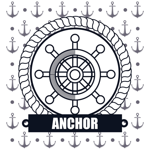Schiffsradsteuerung Ikone Ankerdesign - Vektor, Bild