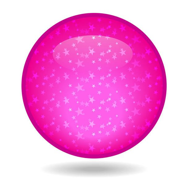 The glossy pink circle with a star inside. - Vektor, obrázek