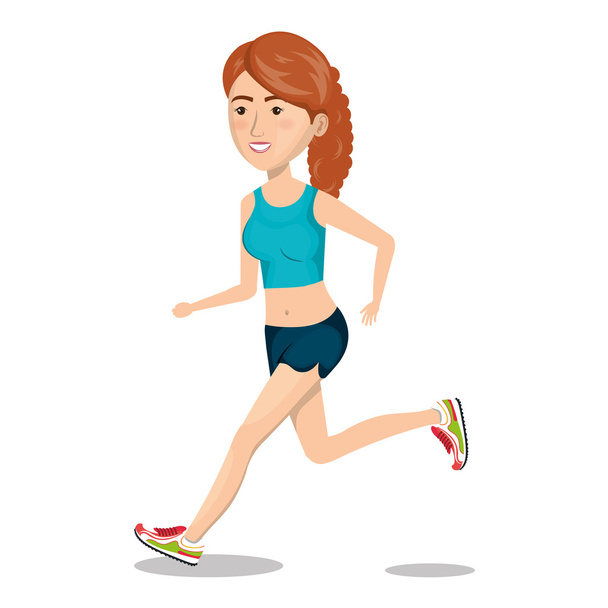carácter mujer corriendo deporte icono
 - Vector, Imagen