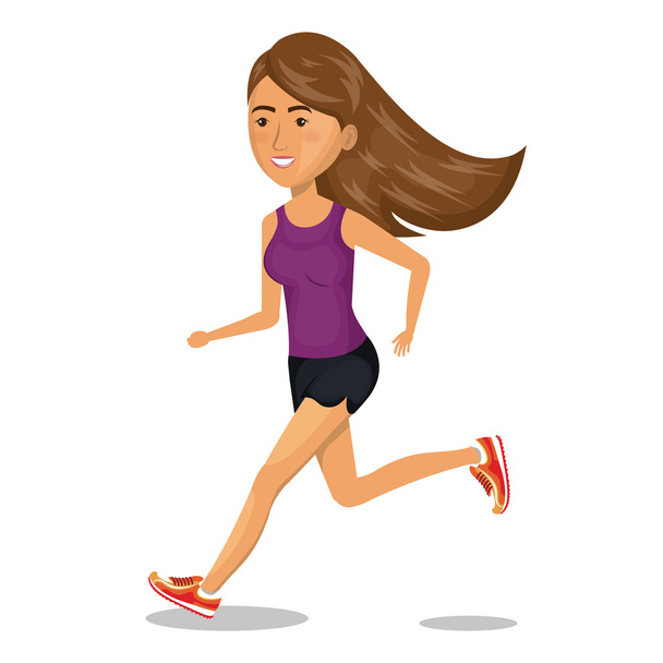 karakter nő fut sport ikon - Vektor, kép