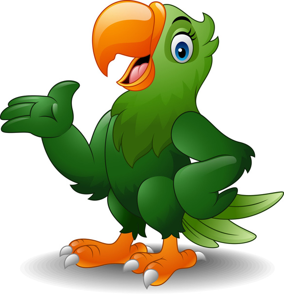 Cartoon šťastný papoušek dává palec - Vektor, obrázek