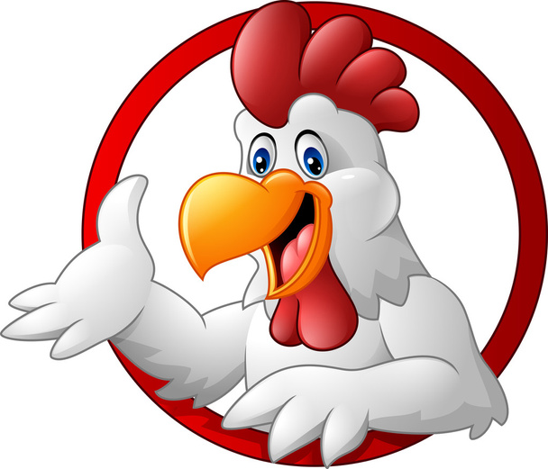 Cartoon rooster mascot presenting - Vector, Image