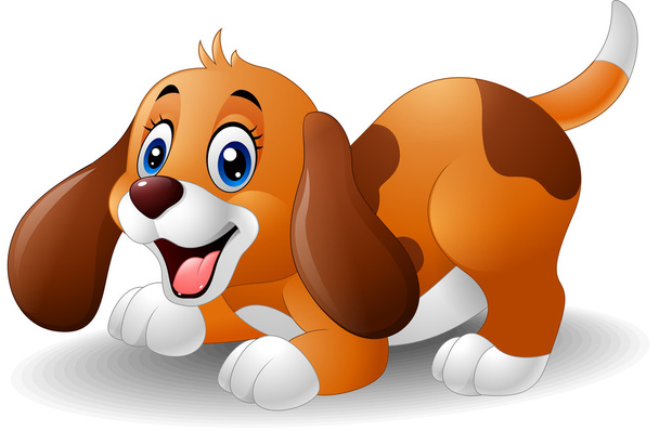 Карикатурный игривый щенок
 - Вектор,изображение
