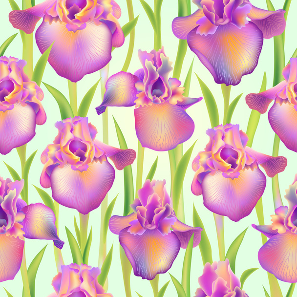 Iris fleur-de-lis flower seamless pattern - Διάνυσμα, εικόνα