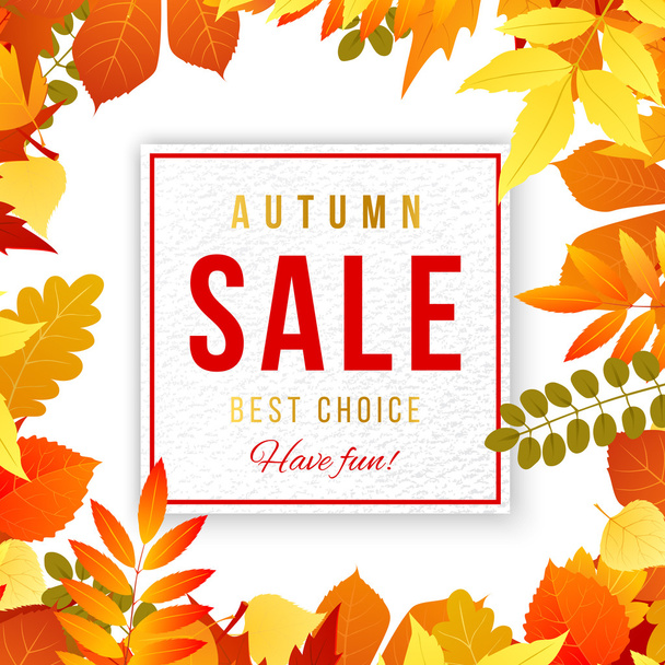 Sale banner with autumn leaves - Vector, afbeelding