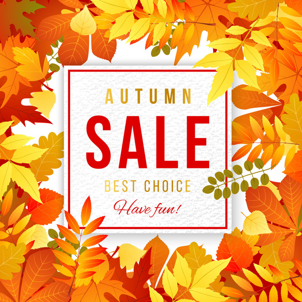 Sale banner with autumn leaves - Vector, imagen