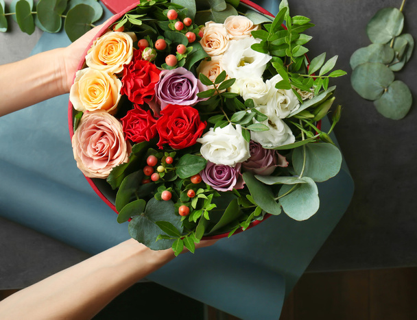 Floral arrangement in box - 写真・画像