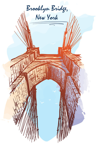 Эскиз путешествия по Бруклинскому мосту
 - Вектор,изображение