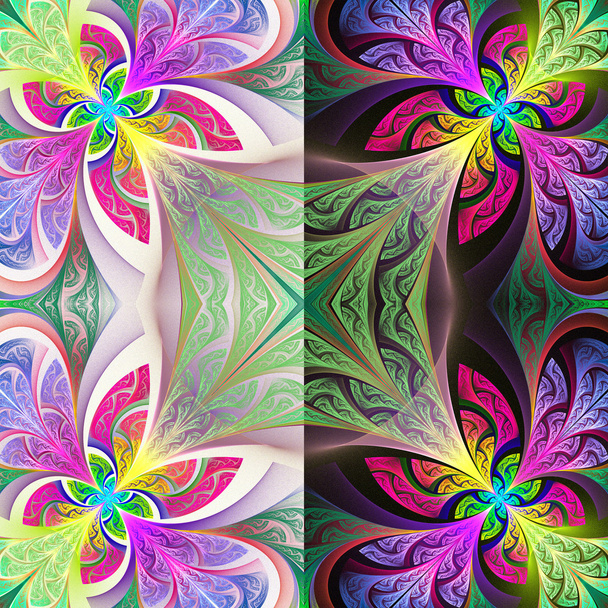Двухцветный цветочный узор в стиле витража. Вы можете u
 - Фото, изображение