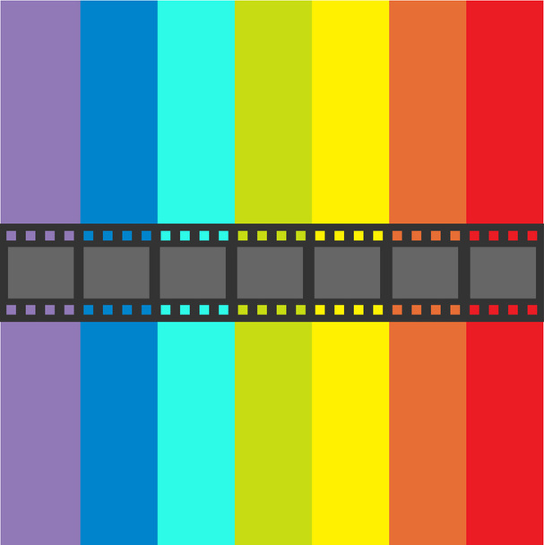 フィルムストリップフレームとカラフルなストライプ - ベクター画像