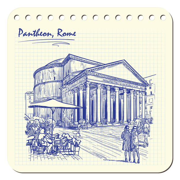 Pantheon sketch on a notepad BG - Vector, Image