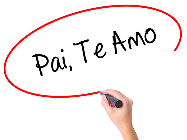 女性手書きのパイ、Te Amo でポルトガル語 - 愛、あなた、パパ w - 写真・画像
