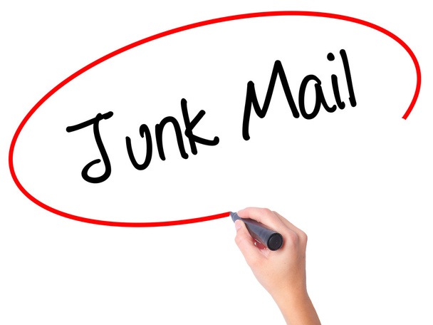 Women Hand writing Junk Mail with black marker on visual screen - Photo, Image