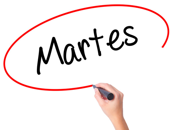 Naiset Käsin kirjoittaminen Martes (tiistai espanjaksi) musta merkki
 - Valokuva, kuva