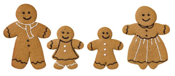 Gingerbread family decorated with icing and chocolate - Photo, Image