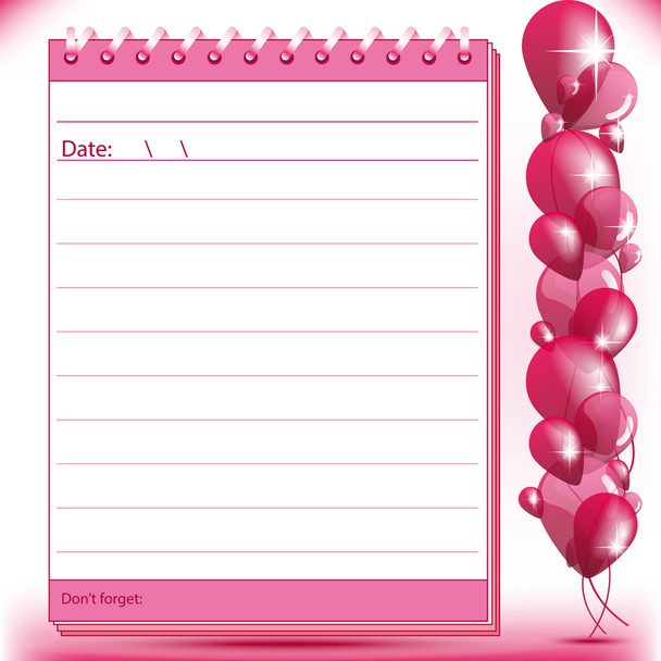 Lined block notes page in pink shades - Vector, Image