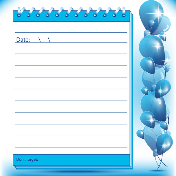 Lined Block notes page in blue shades - Vector, Image