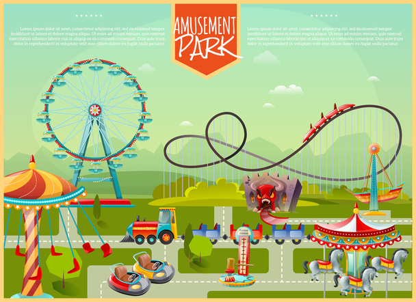 Amusement Park Vector Illustration - Vector, Image