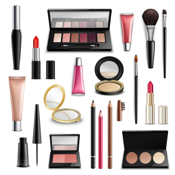 Make-up kosmetické doplňky Realistic.Items Collection - Vektor, obrázek
