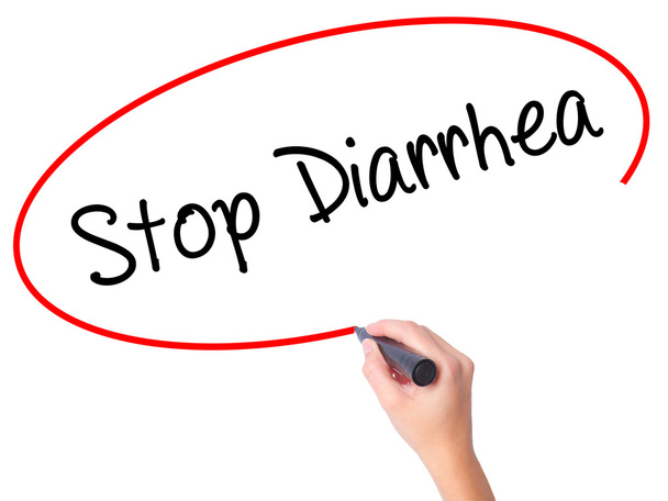 Donna Scrittura a mano Stop Diarrea con pennarello nero su visual sc
 - Foto, immagini