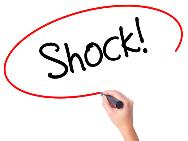 Жінки пишуть шок! з чорним маркером на візуальному екрані
 - Фото, зображення