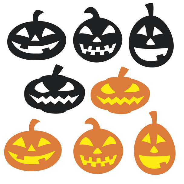 Halloween pumpkins - silhouette - Vector, Image