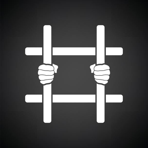 Hands holding prison bars icon - Vector, Image
