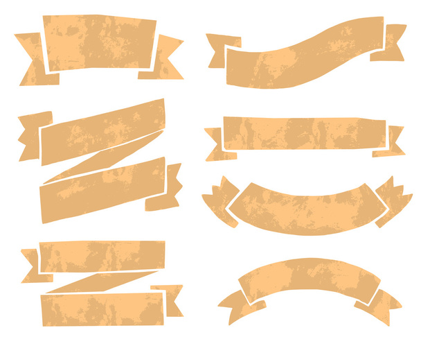 Set of old dirty orange banners - Vector, Image
