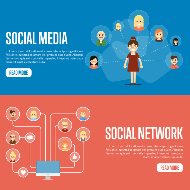 Sosyal Medya ağ web sitesi şablonları - Vektör, Görsel