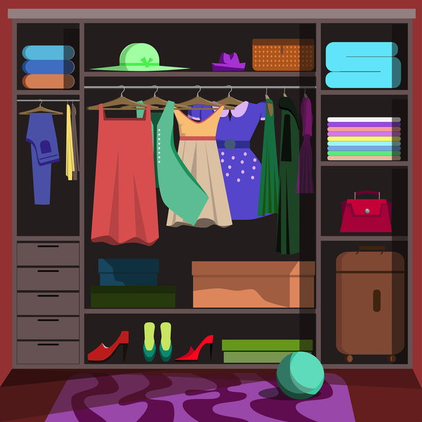 Closet with fashion clothes.  - Vector, afbeelding