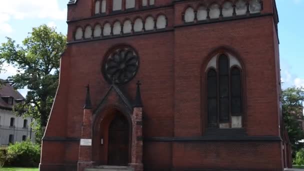 Church of St. Stephen - the church of the Evangelical-Augsburg in Torun, Poland. It was built in the years 1902-1904 in filling the moat at the current Waly Sikorski in neo-Gothic style. - Footage, Video