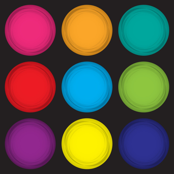 Set de imanes de colores en un diseño plano sobre fondo negro. Ilustración vectorial eps10
 - Vector, imagen