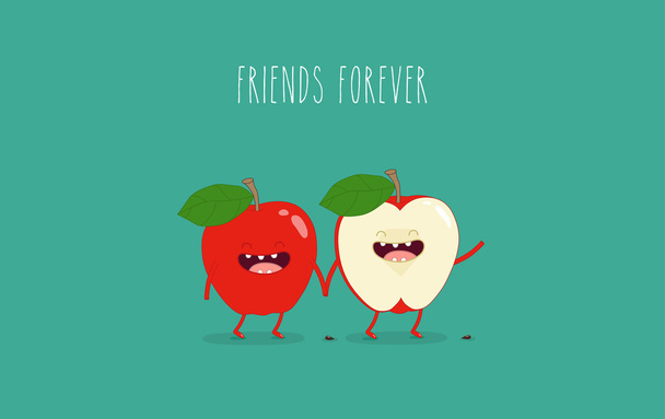 Funny red apples - Vector, Image