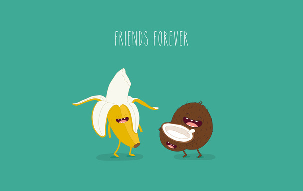 funny banana with coconuts - Vector, Image